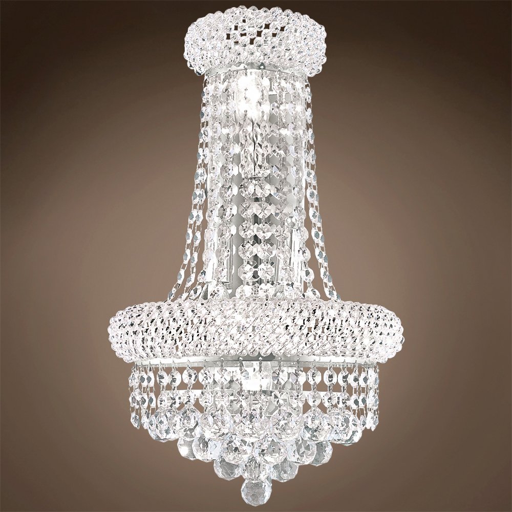 Bagel Design 12-Inch Chrome Wall Sconce with 4 Lights & Swarovski Crystals - Elegant Bathroom Vanity Lighting or Bedroom Wall Decor