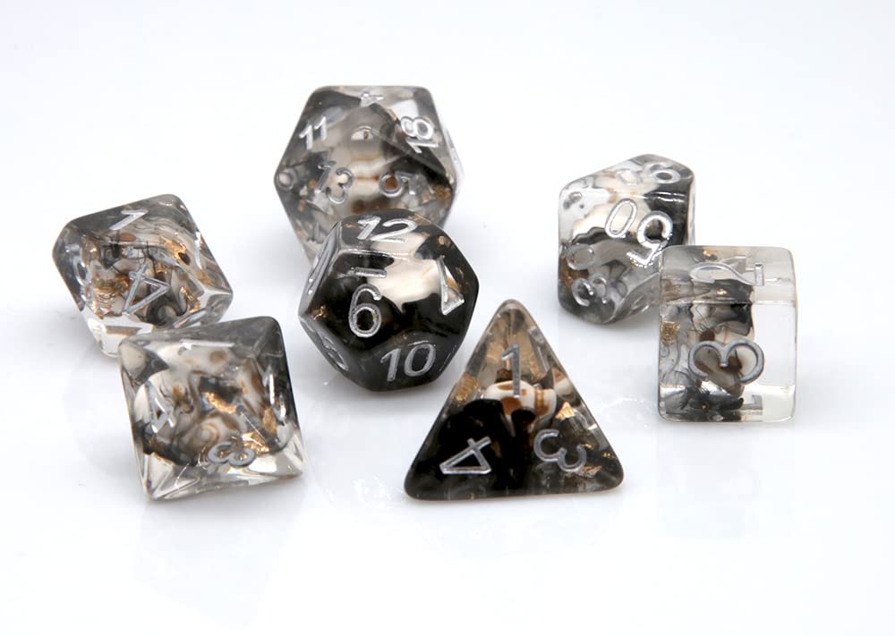 Premium Polyhedral Dice Set for D&D, RPG & MTG - 7-Piece HS Dice Skull Set with D20, D12, D10, D8, D6 & D4 - Sparkle Skull Design for Tabletop Gaming, Dungeons & Dragons Campaigns & Magic: The Gathering Battles