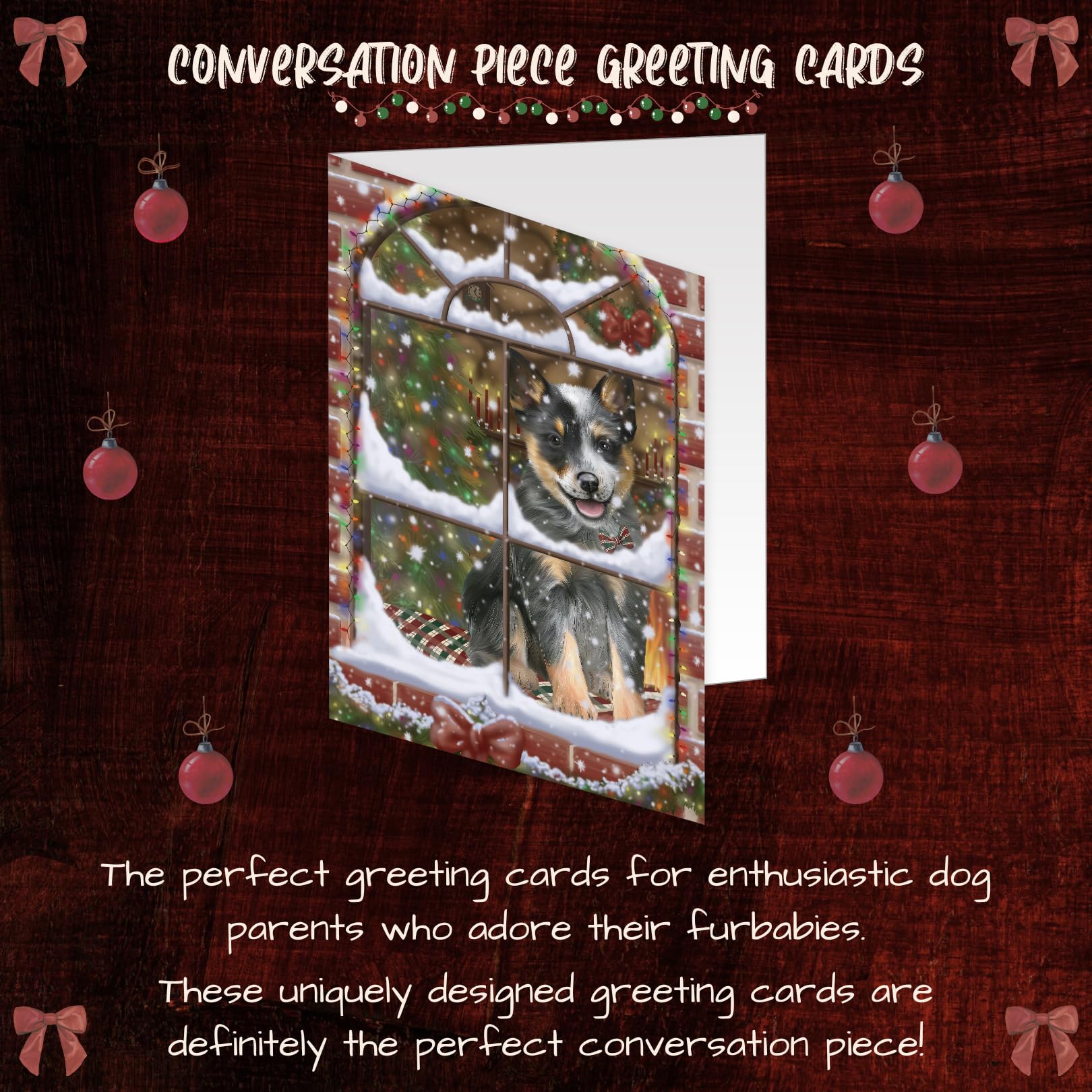 Blue Heeler Dog Christmas Greeting Cards - 10 Adorable Pet Invitation Cards with Envelopes - Perfect for Holiday Pet Lovers & Animal Art Collectors - Festive Canine-Themed Seasonal Cards GCD64892
