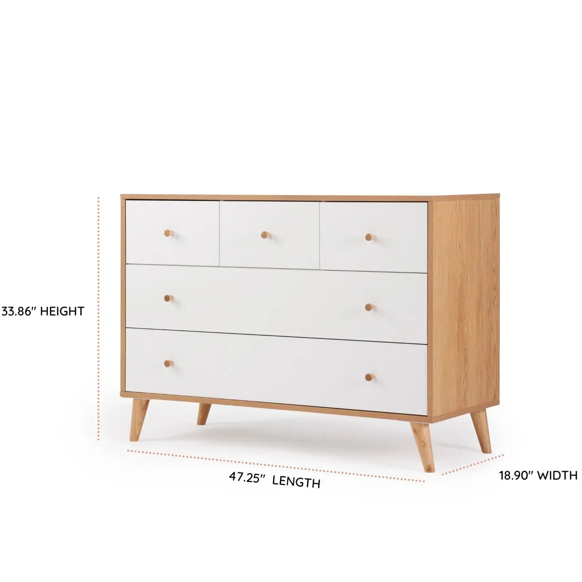 Austin 5-Drawer Dresser for Bedroom - Modern Wooden Chest of Drawers with Ample Storage for Clothes, Bedding & Accessories | Perfect for Home, Dorm, Apartment & Office Organization