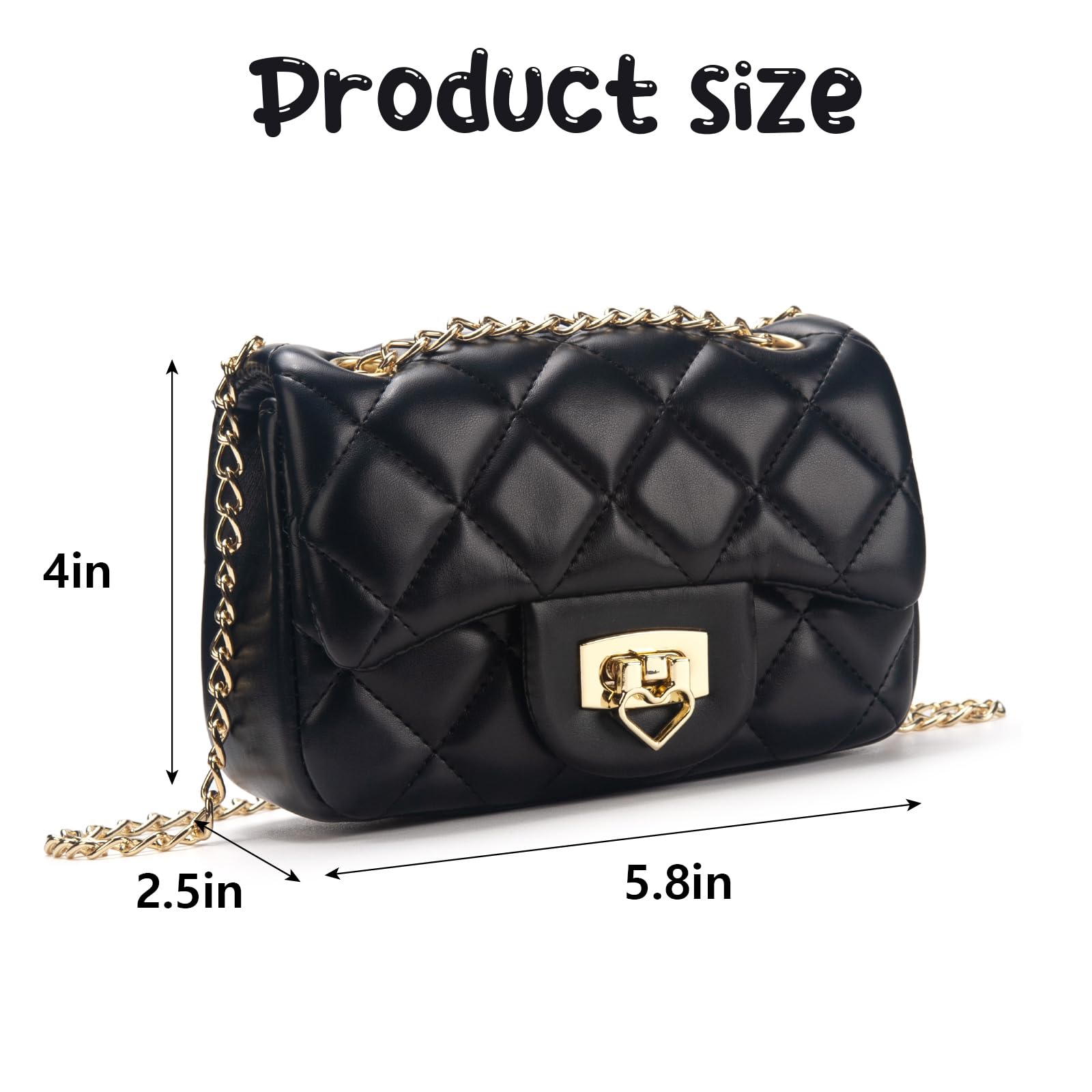 Adorable Heart Lock Crossbody Purse for Girls Age 3-14 - Cute Kids Shoulder Bag with Chain Strap | Perfect for Birthday Gifts, Dress-Up Play & Everyday Use