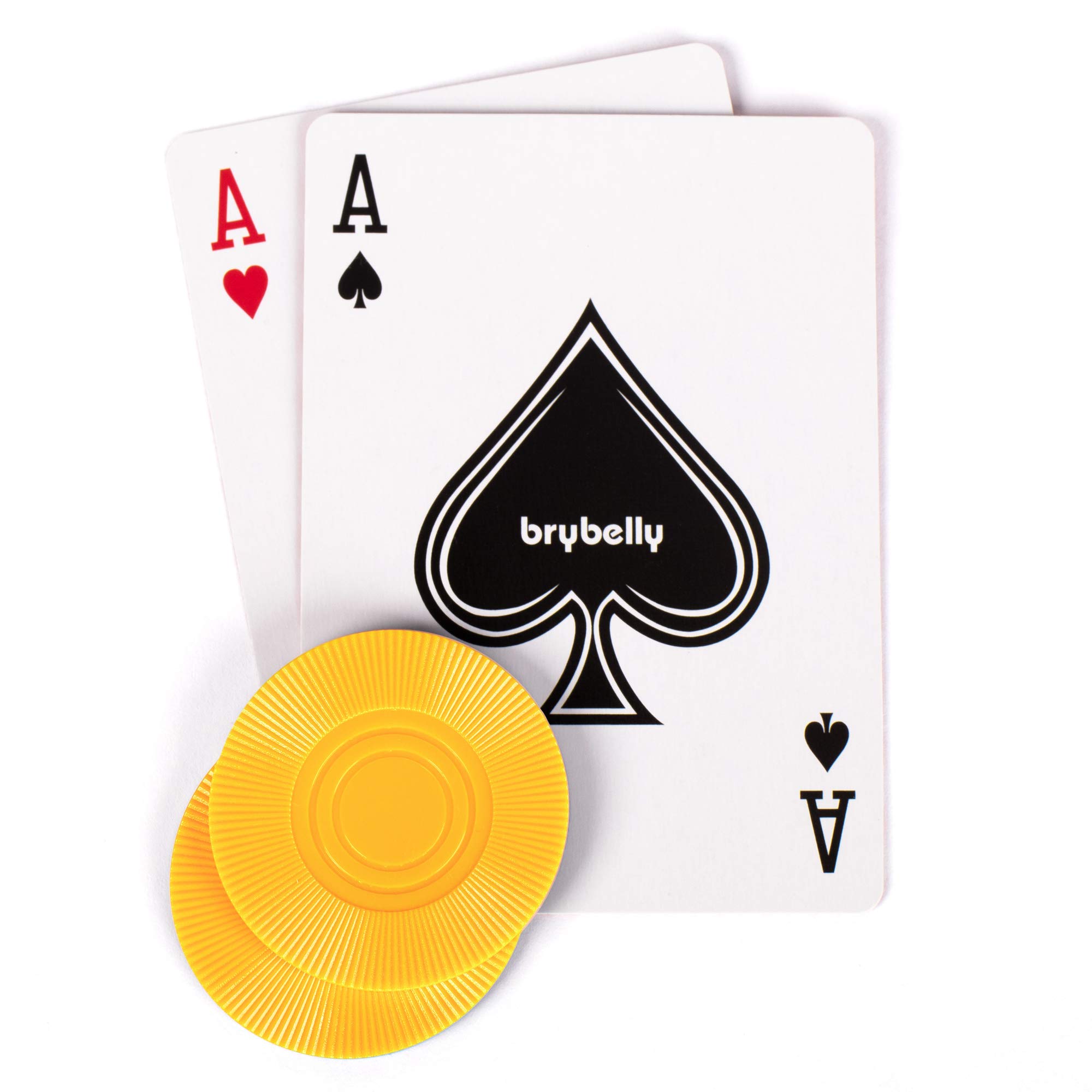 Brybelly 100-Piece Interlocking Poker Chip Set - 2 Gram Lightweight Plastic Casino Chips for Texas Hold'em, Blackjack, Card Games & Math Counting Learning | Perfect for Casino Nights, Home Poker Tournaments & Classroom Activities (Yellow)