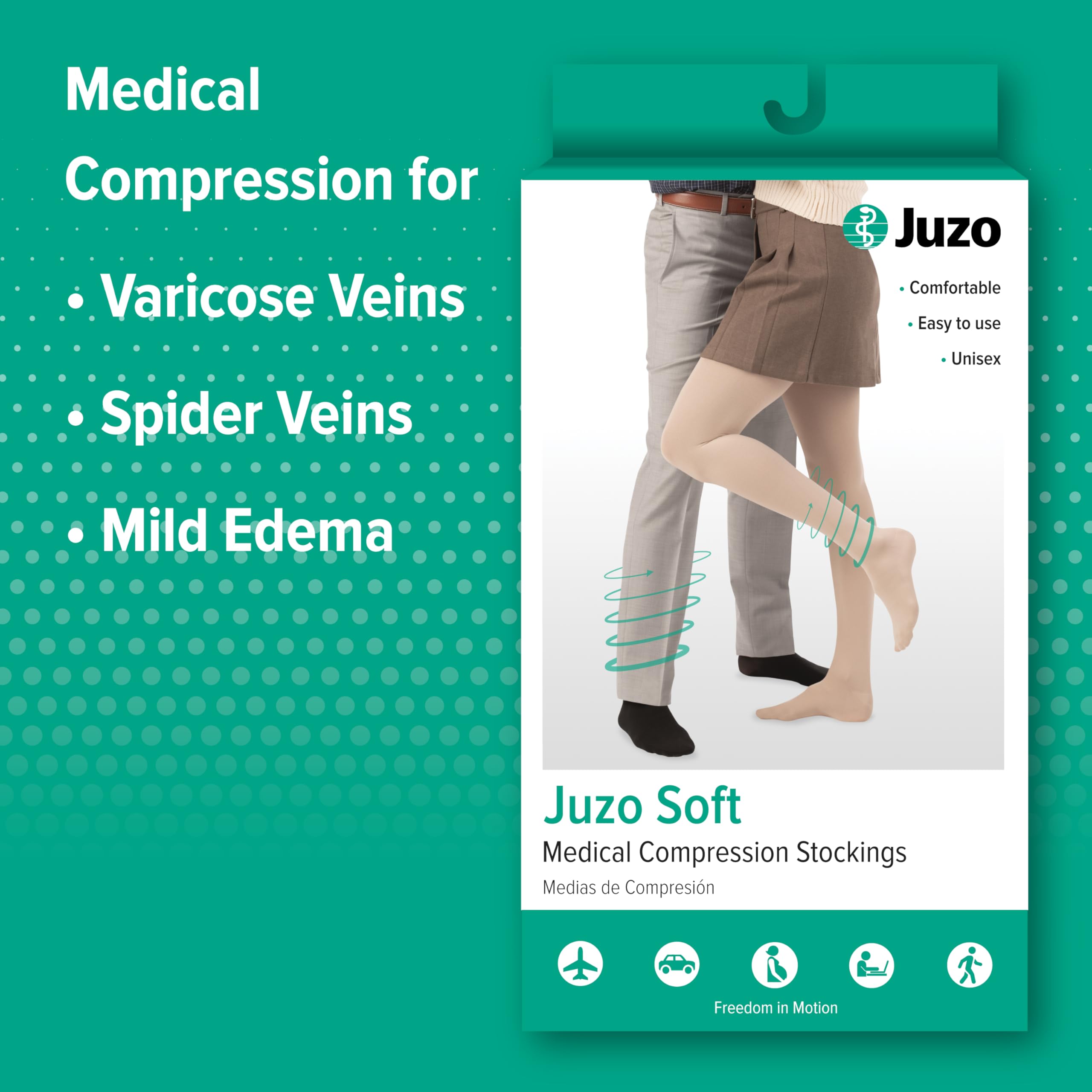 Juzo Soft 2002 30-40mmHg Open Toe Compression Pantyhose for Women - Black, Size 2 (II) Petite - Ideal for Varicose Veins, Swelling & Post-Surgery Recovery