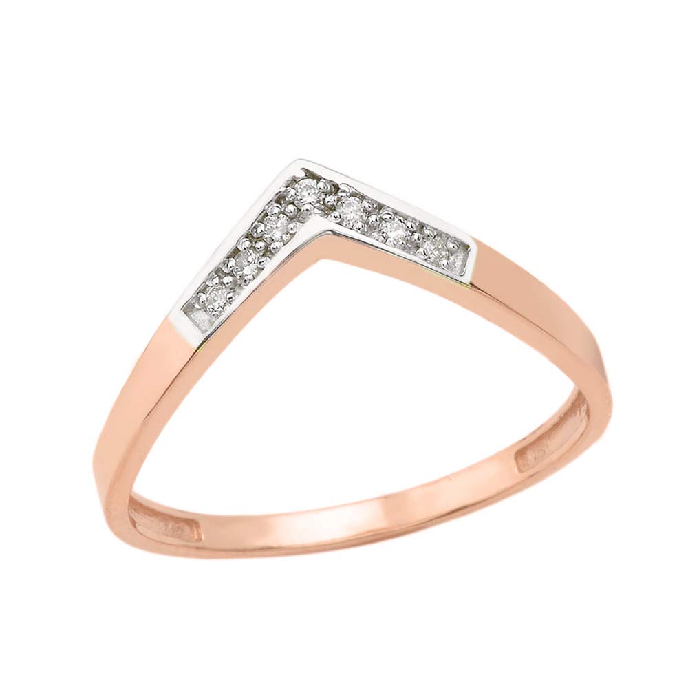 Elegant 14k Gold Round Diamond Wedding Band for Women - V Shape Curved Chevron Engagement Ring | Perfect for Bridal Jewelry, Anniversary Gifts & Special Occasions