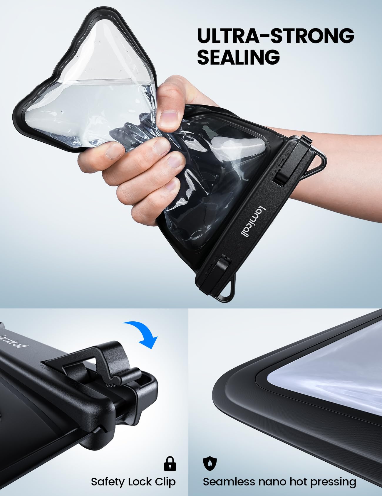 Lamicall 2 in 1 Waterproof Phone Pouch - IPX8 Certified Dry Bag for iPhone 16/15/14/13 Pro Max & Galaxy S24/S23 (4-7.5