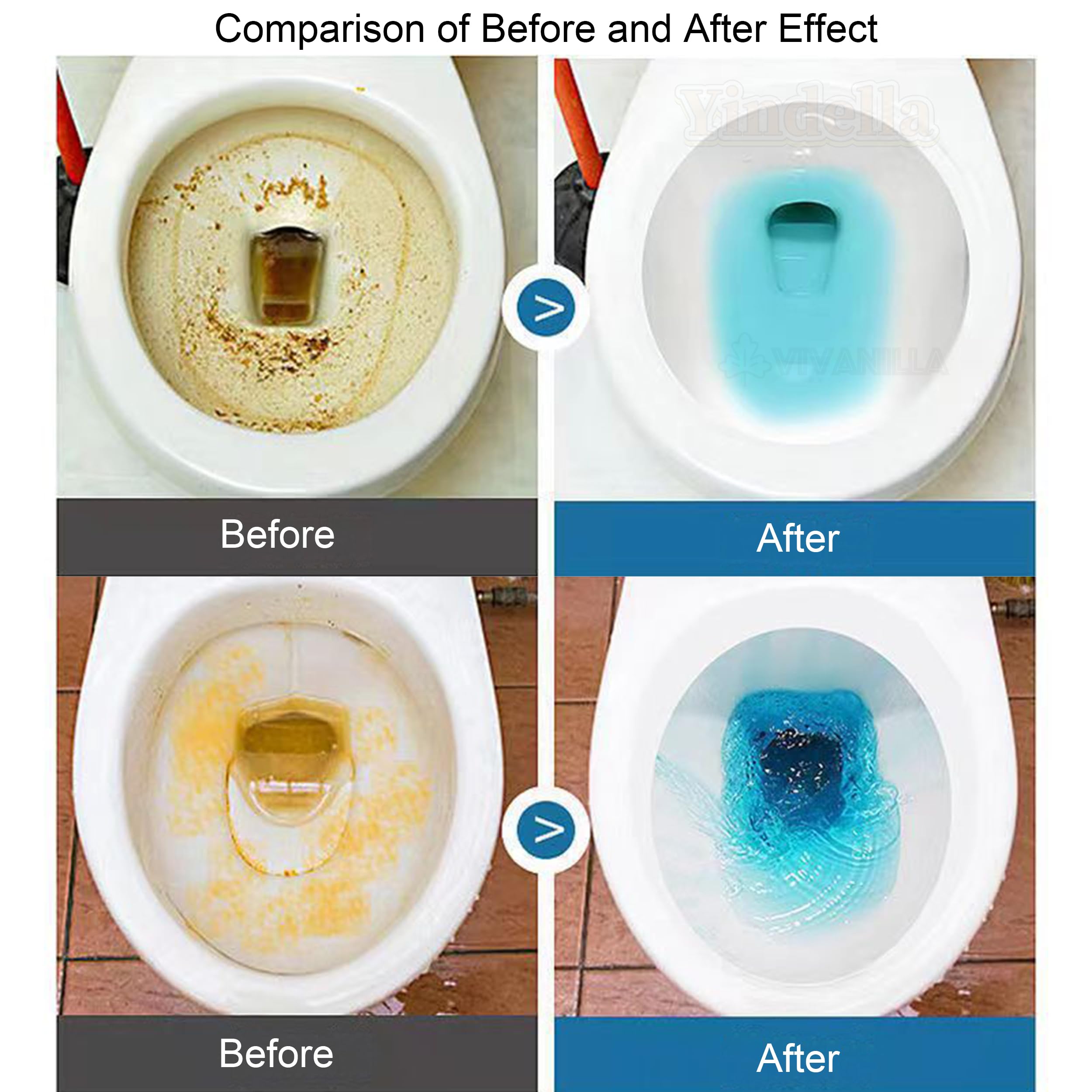 Yindella Automatic Toilet Bowl Cleaner - 12 Pack | Fast Descaling & Stain Remover | Eliminates Urine Stains, Yellow Dirt & Odors | Bathroom Cleaning Tools for Toilet & Floor | Perfect for Daily Home & Commercial Use