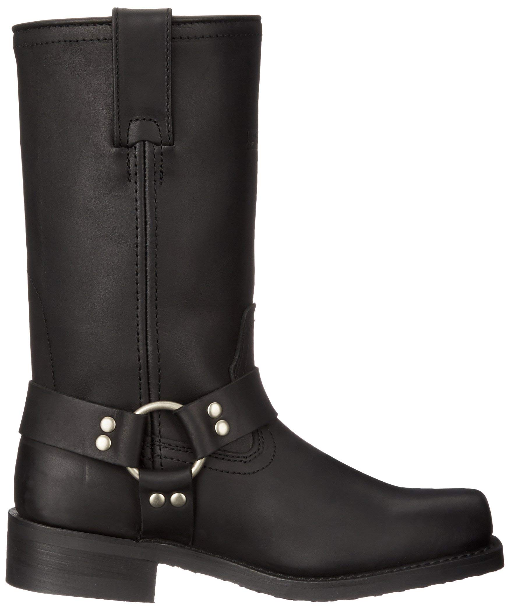 Ad Tec Women's 12-Inch Harness Motorcycle Boots - Black Genuine Leather Riding Boots with Square Soft Toe, Oil-Resistant Neoprene Sole & Heel - Perfect for Biker Chicks, Motorcycle Rides & Outdoor Adventures