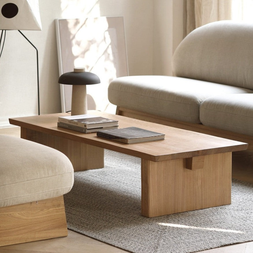 Handcrafted Live Edge Tea Table - Solid Oak & Birch Wood - Rustic Modern Coffee Table for Living Room, Lounge, or Office Decor