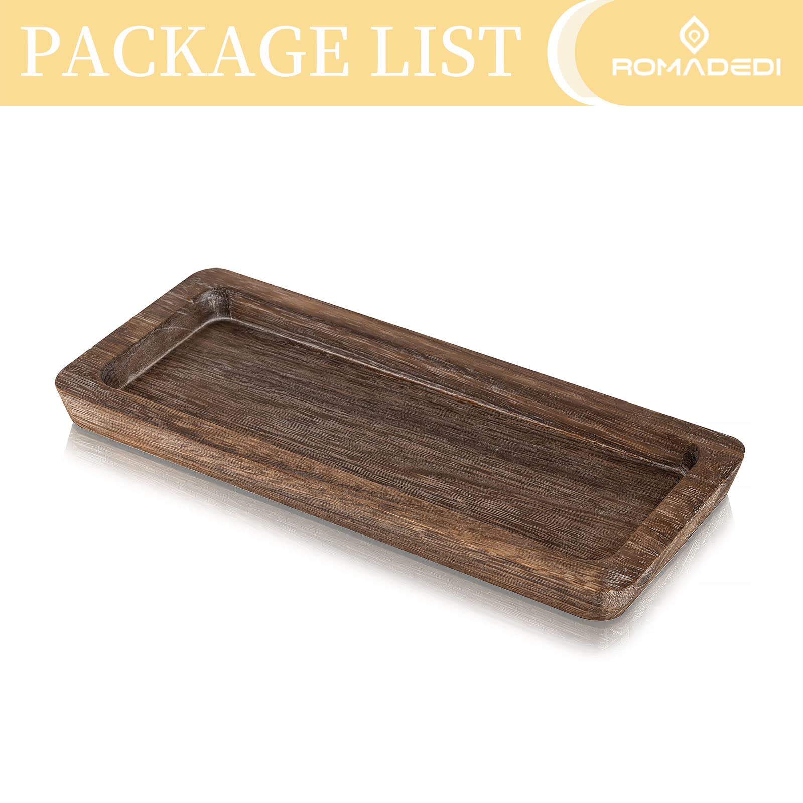 Romadedi Wooden Decorative Tray Candle Holder - Rustic Long Narrow Wooden Tray for Home Decor, Coffee Table, Dining Room & Kitchen | Perfect for Centerpieces, Candle Displays & Organizing Essentials