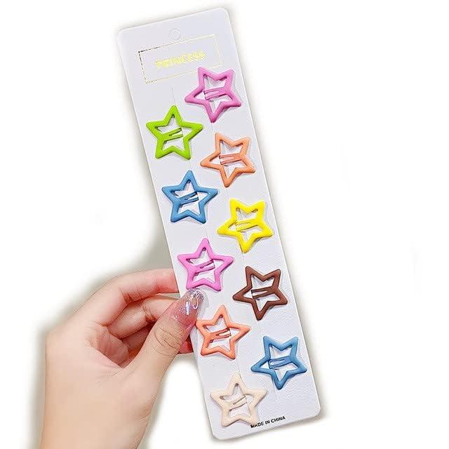 10pcs Cute Colorful Star & Waterdrop Hair Clips for Girls - Lovely Hair Accessories & Hairpins for School, Party & Daily Styling (Multicolor)