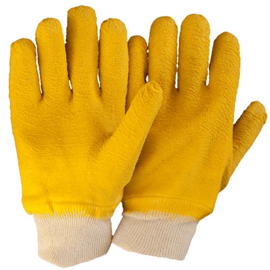 Armour Yellow Latex Fully Coated Work Gloves - 12 Pairs (27cm) - Durable General Purpose Gloves for Gardening, Cleaning & DIY Projects