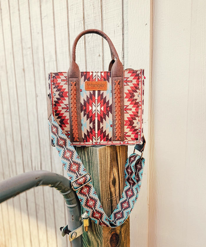 Wrangler Aztec Print Canvas Tote Bag for Women - Stylish & Durable Handbag for Shopping, Beach, Work & Travel Accessories