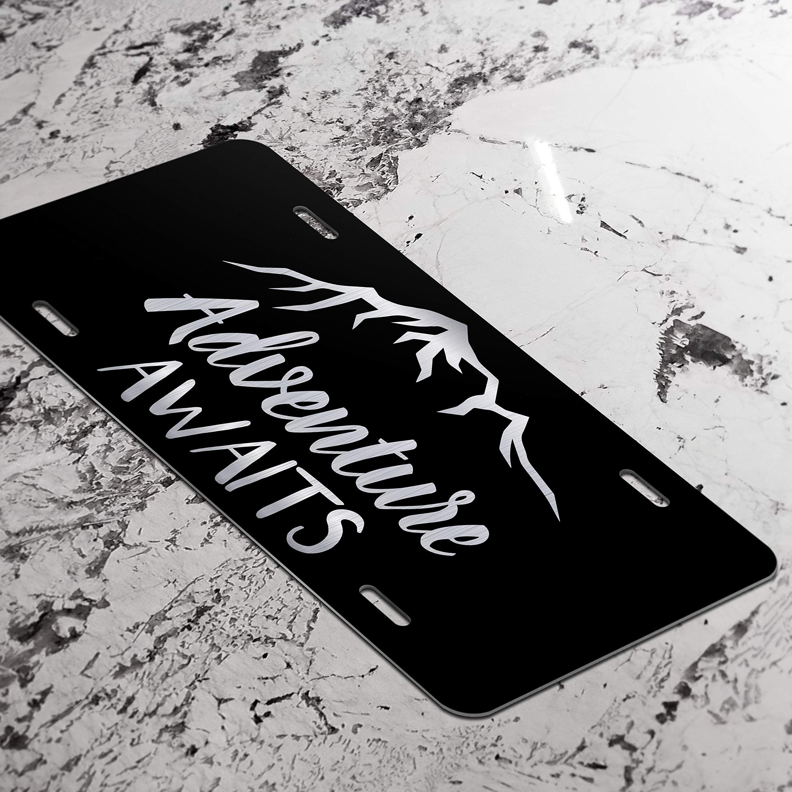 Outdoor Camping Hiking Mountain Adventure Etched Vanity License Plate - Perfect for Jeep Wrangler, Truck & RV Customization | Trail Exploration & Off-Road Enthusiasts