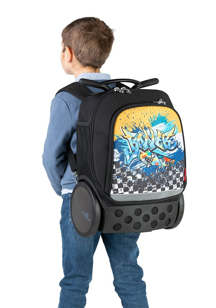 Nikidom Roller UP Trolley School Backpack with Wheels - Lightweight Travel Luggage for Kids & Teens - Perfect for School, Travel, and Daily Commute