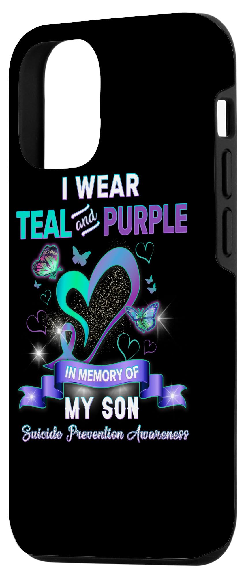 iPhone 12/12 Pro Suicide Prevention Awareness Case - I Wear Teal & Purple for My Son - Protective Phone Cover for Mental Health Support & Daily Use