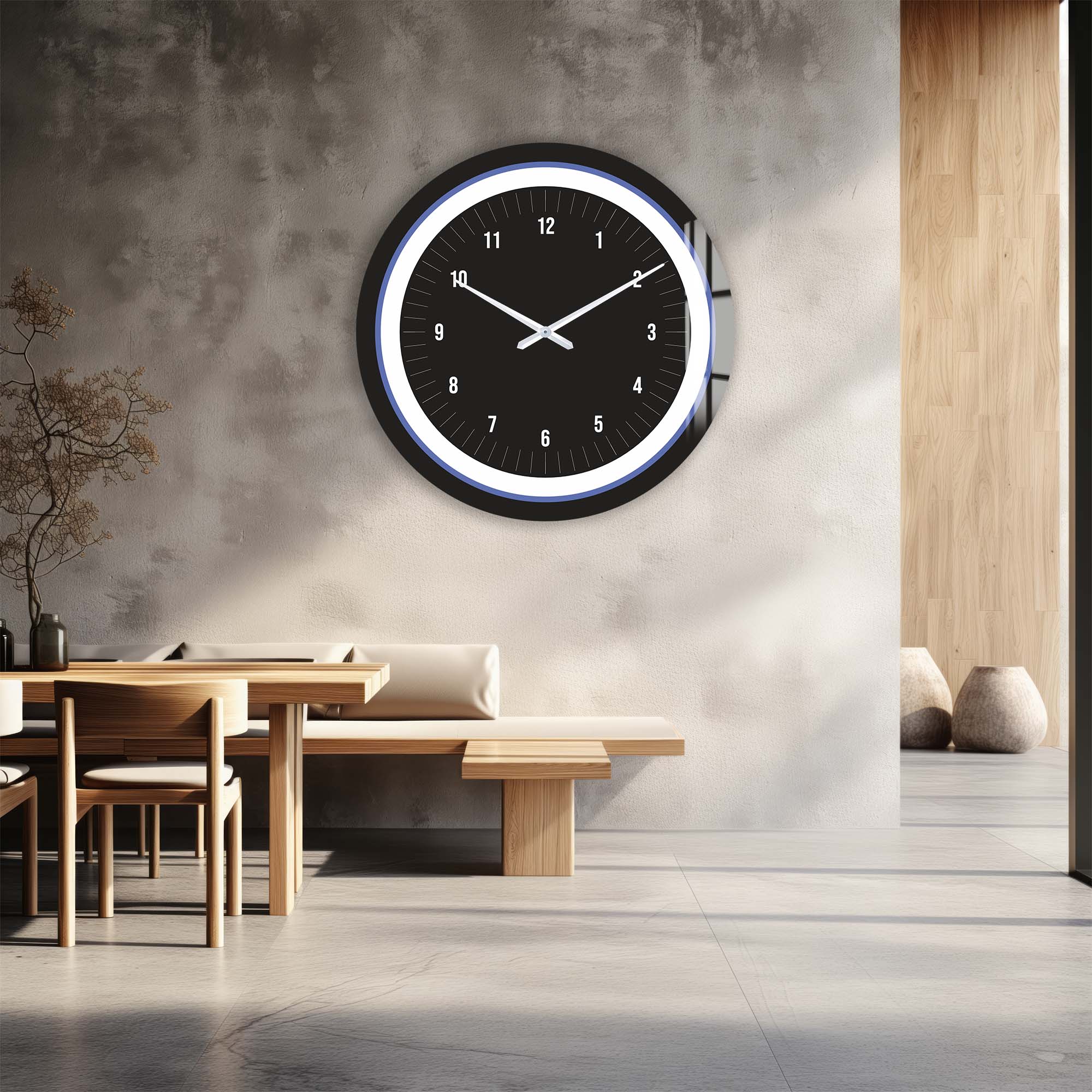 Sapphire Touch Glass Wall Clock - Elegant Modern Home Decor for Living Room, Bedroom & Office - Silent Non-Ticking Battery Operated Clock