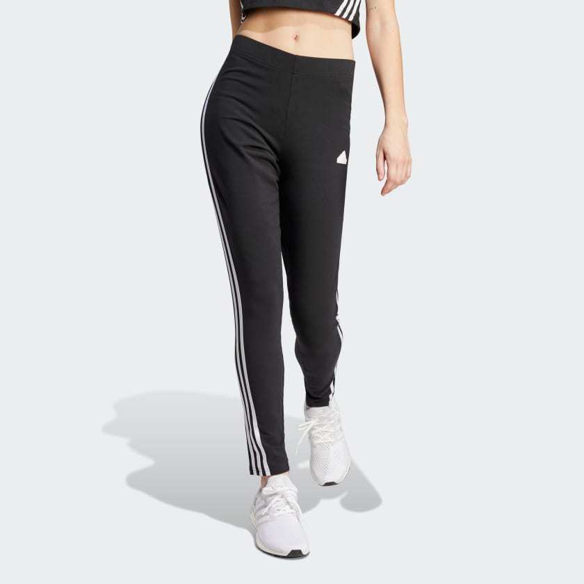 Adidas Women's Future Icons 3 Stripes Black Tight Leggings - High-Performance Workout & Yoga Pants for Running, Gym & Activewear