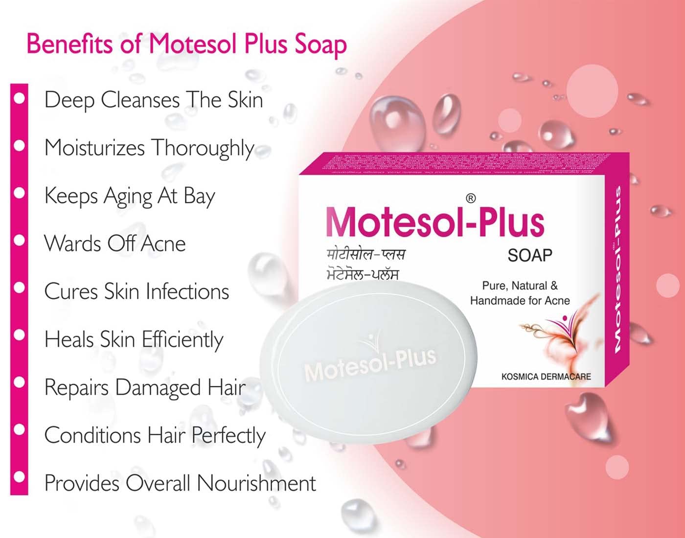 Cyrilpro Motesol Plus Natural Herbal Handmade Acne Prevention Soap - 225g (Pack of 3) for Men & Women | Gentle Cleansing for Oily & Acne-Prone Skin | Face & Body Wash for Daily Skincare Routine