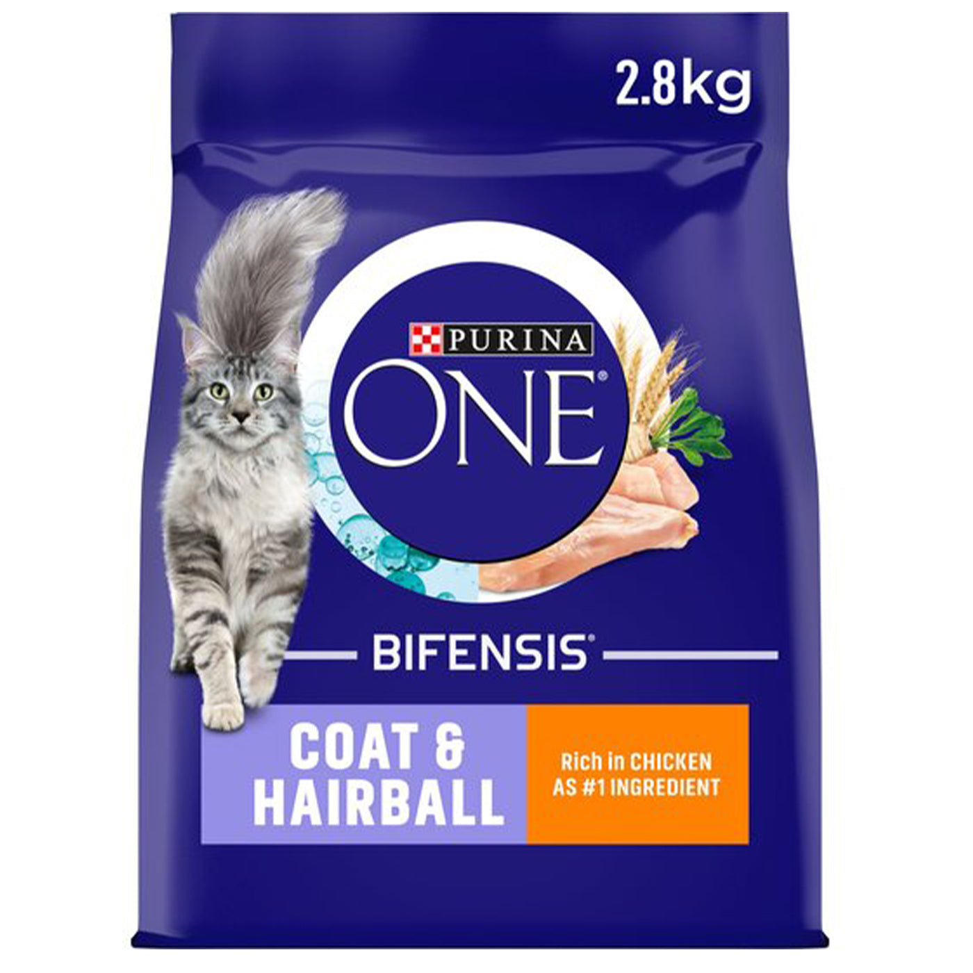 Purina ONE Adult Dry Cat Food - Chicken Flavor for Healthy Coat & Hairball Control - 2.8kg (6.17 lb) - Premium Nutrition for Indoor & Outdoor Cats - Perfect for Daily Feeding & Digestive Health