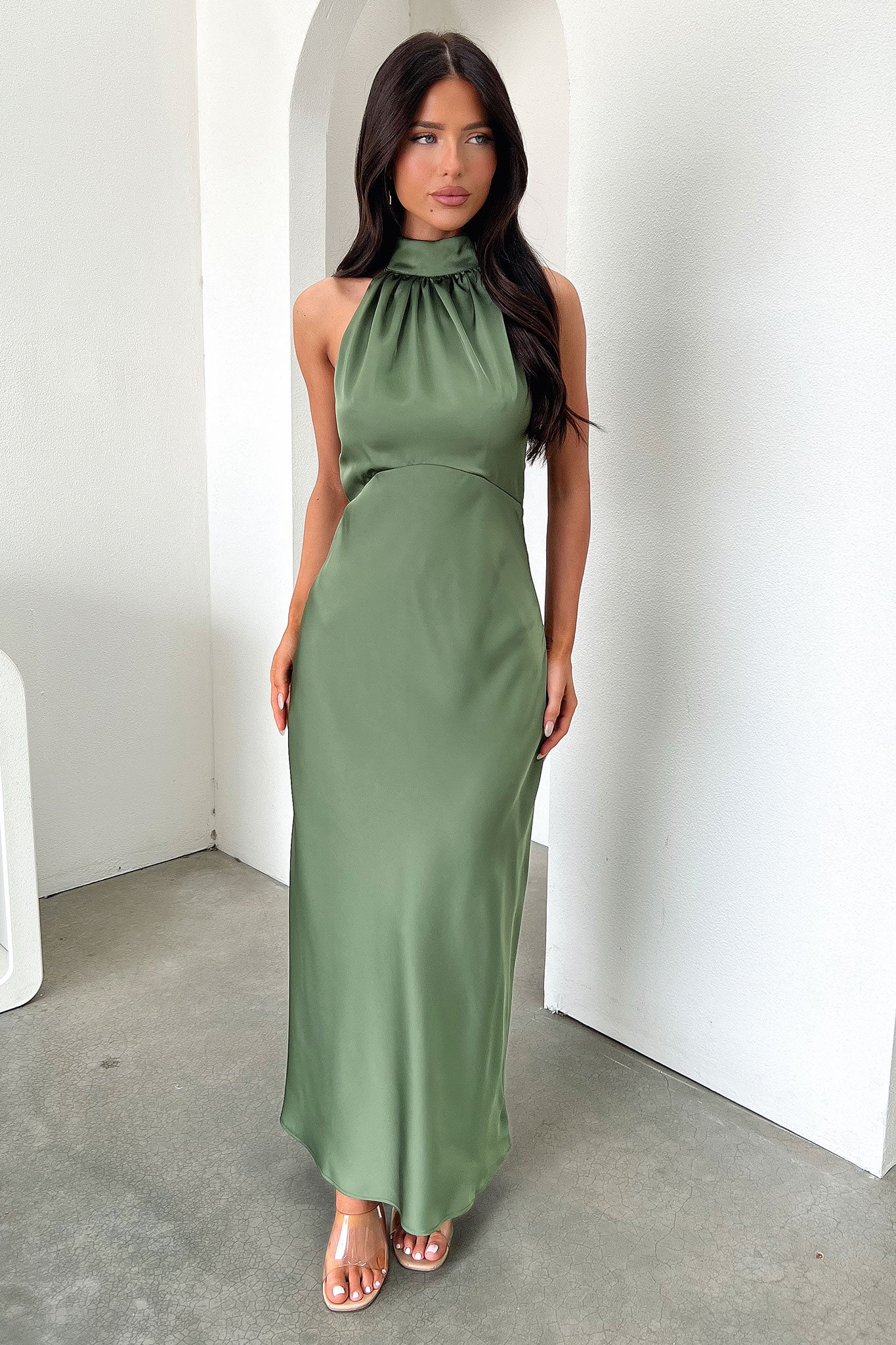Daphne Dress in Olive Green - Elegant Women's Casual & Party Wear for Everyday Comfort