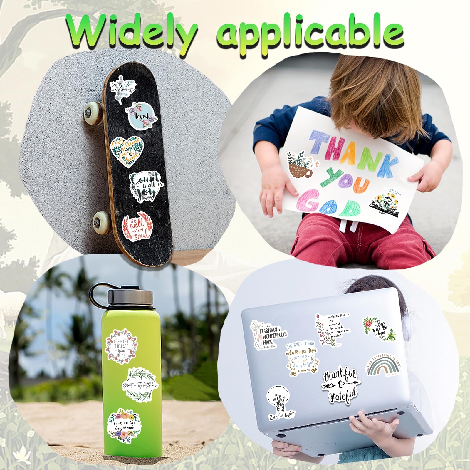 100PCS Bible Stickers - Waterproof Christian Vinyl Decals for Water Bottles, Laptops & Phones - Religious Gifts for Kids & Teens