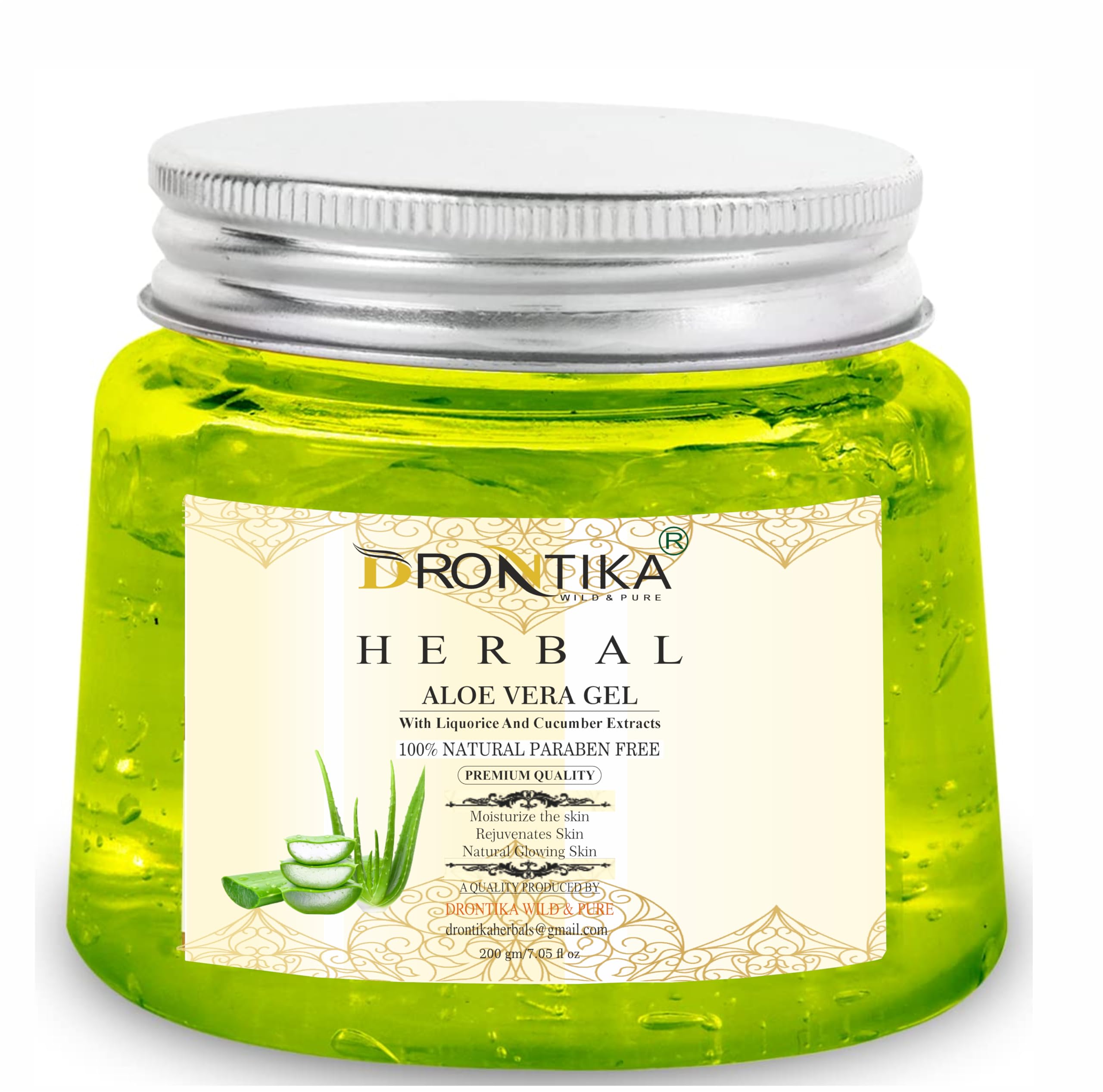 Dr. Ontika 99% Pure Aloe Vera Gel for Face & Body - Soothing Moisturizer for Dry Skin, Sunburn Relief, Hair Care - 7oz (200g) Multipurpose Beauty Gel for Women & Men | Perfect for After-Sun Care, Daily Hydration & Scalp Treatment