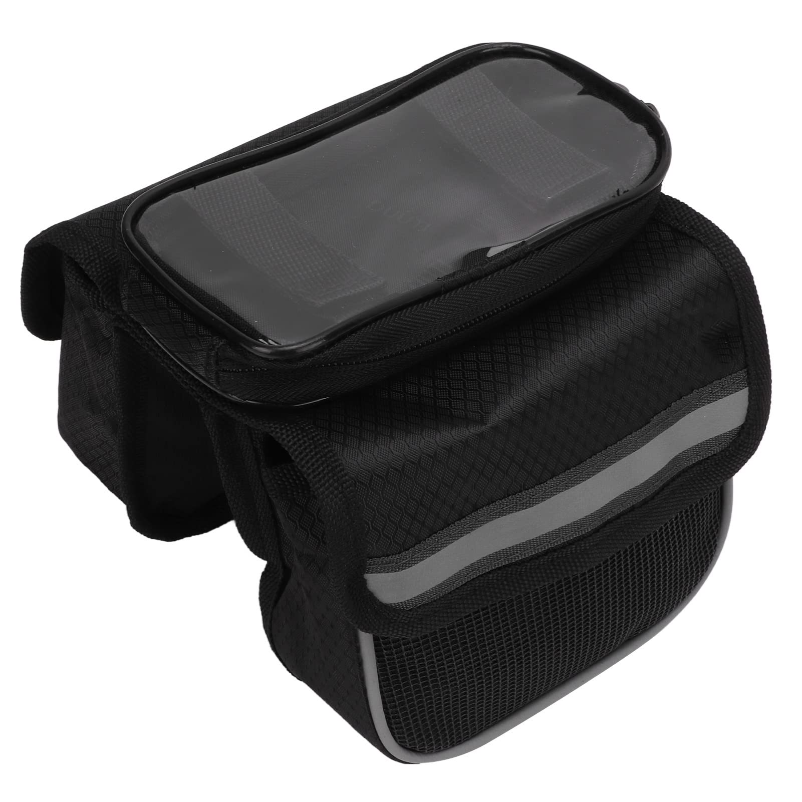 Reflective Bike Phone Bag - Durable Waterproof Cycling Pouch with DIY Reflective Tapes for Bicycle Accessories (Black) - Perfect for Commuting, Mountain Biking & Outdoor Adventures