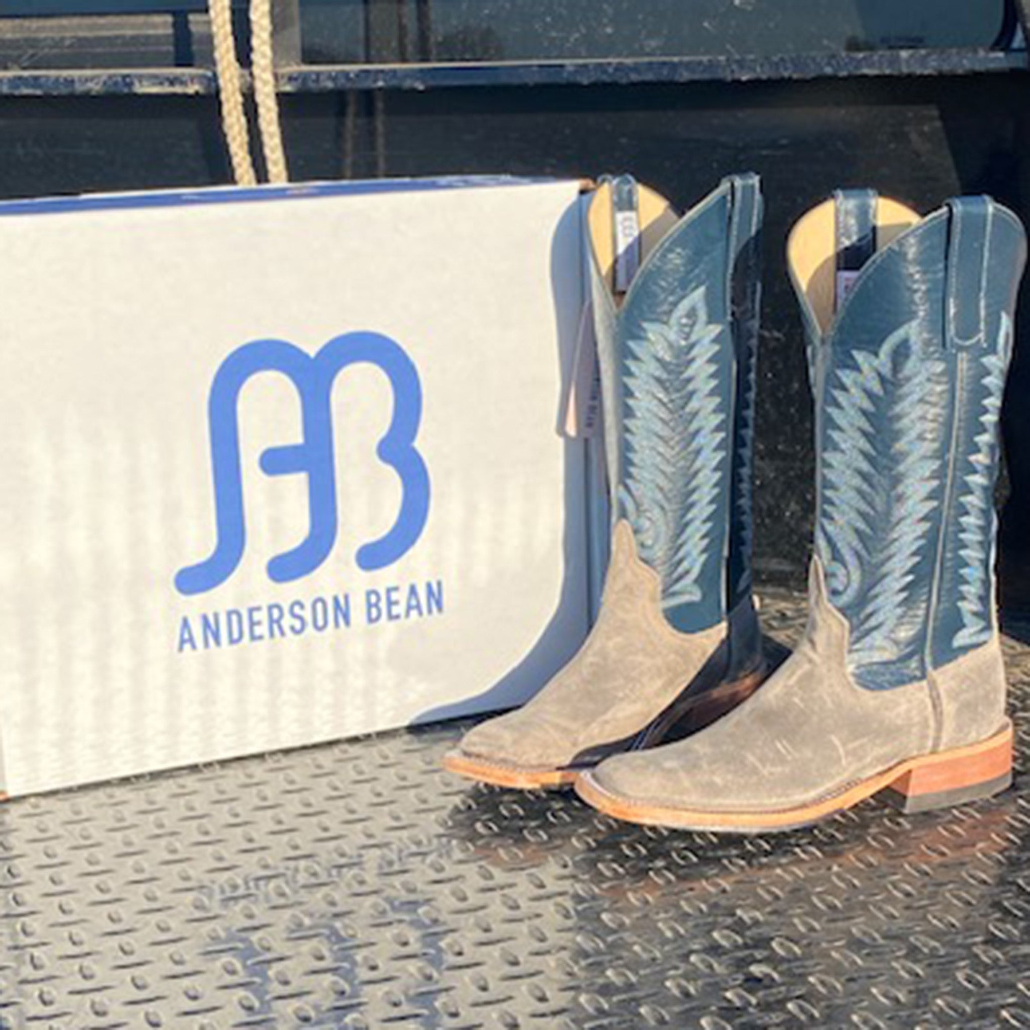 Anderson Bean Women's Grey & Regal Blue Waxy Kudu Cowboy Boots - Stylish Western Fashion for Rodeo, Country Dancing & Everyday Wear