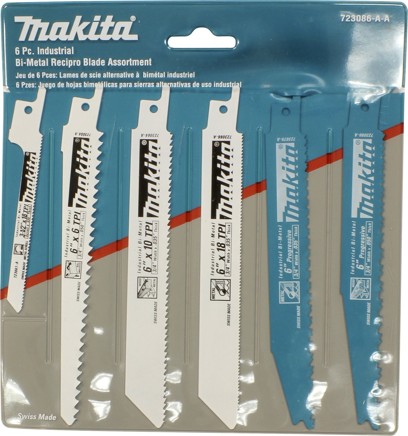 Makita 6-Piece Reciprocating Saw Blade Set (723086-A-A) - High-Performance Blades for Wood, Metal & Demolition Cutting | Ideal for Construction, Renovation & DIY Projects