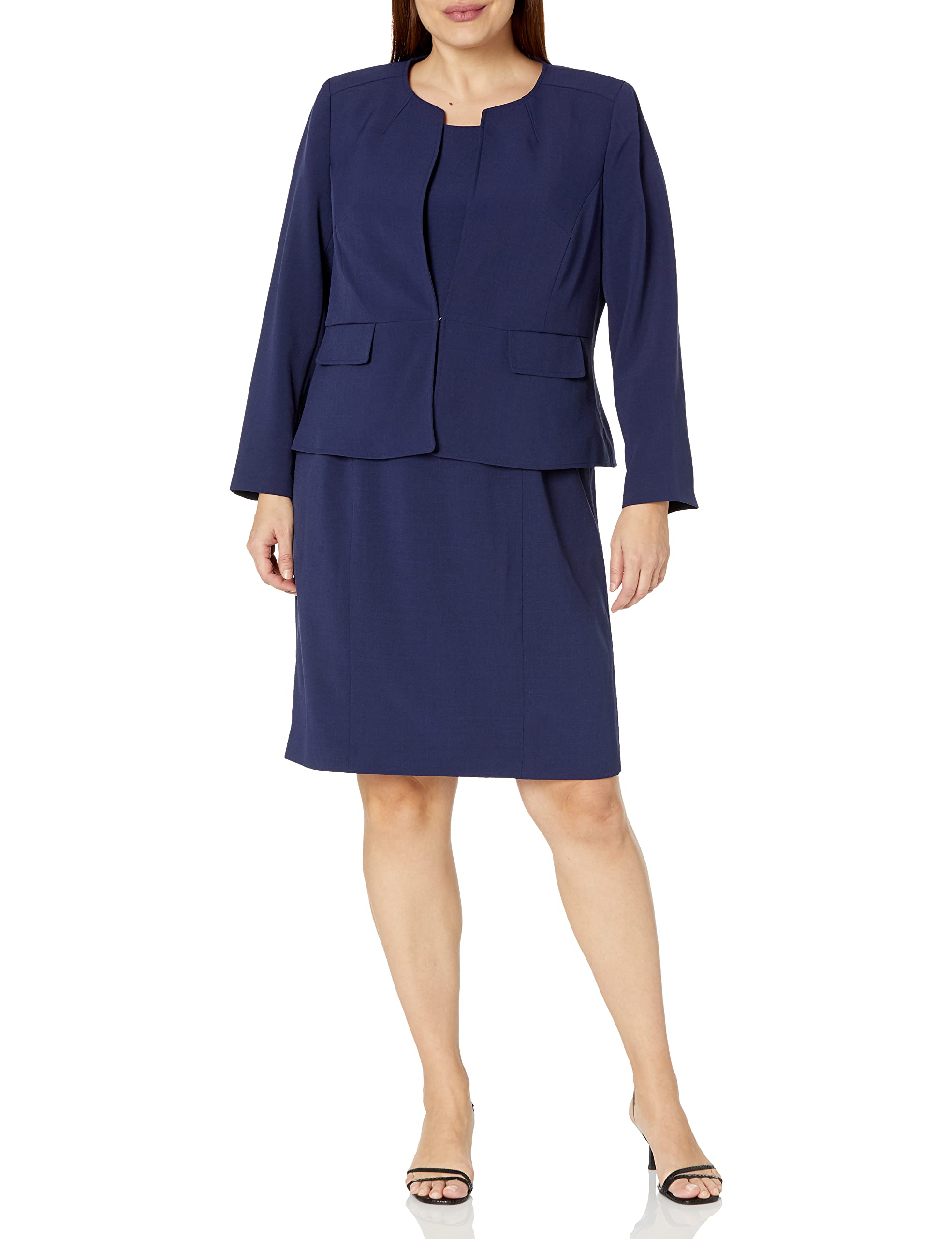 Stylish Women's Plus Size Jacket & Dress Suit Set - Trendy Office Wear & Formal Outfit for Work, Business Meetings & Special Occasions