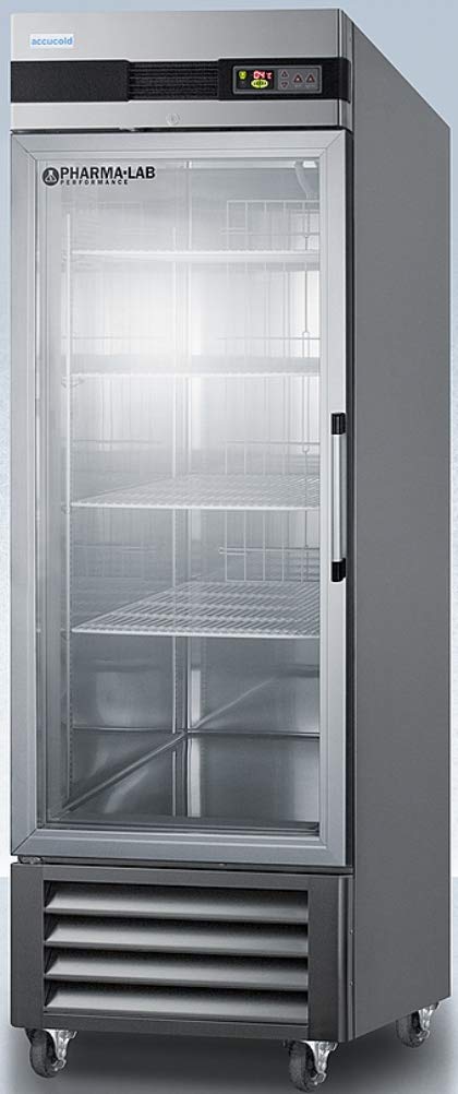 Summit ARG23MLLH 23 Cu.Ft. Upright Pharmacy Refrigerator - Glass Door, Auto Defrost, Left-Hand Swing, Stainless Steel Cabinet - Ideal for Pharmacies, Hospitals & Medical Storage