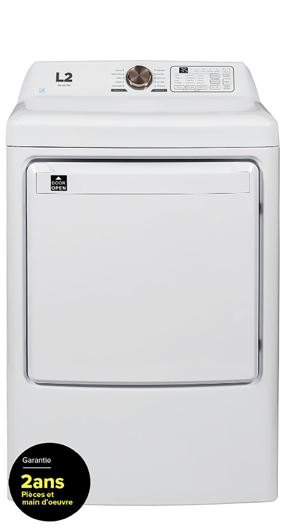 L2 White Electric Dryer 7.0 Cu.ft Capacity - LE47A3AWW - Energy Efficient Laundry Appliance for Home & Apartment Use