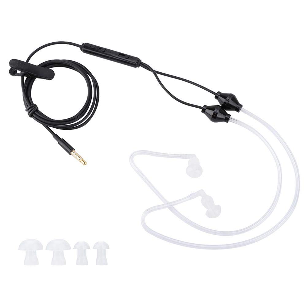 Professional 3.5mm Walkie Talkie Earpiece with Microphone - Noise Cancelling Radio Headset with Acoustic Tube, CTIA/OMTP Stereo Mode & Radiation Protection - Ideal for Security, Construction, Event Staff & Outdoor Activities (1M, Black)