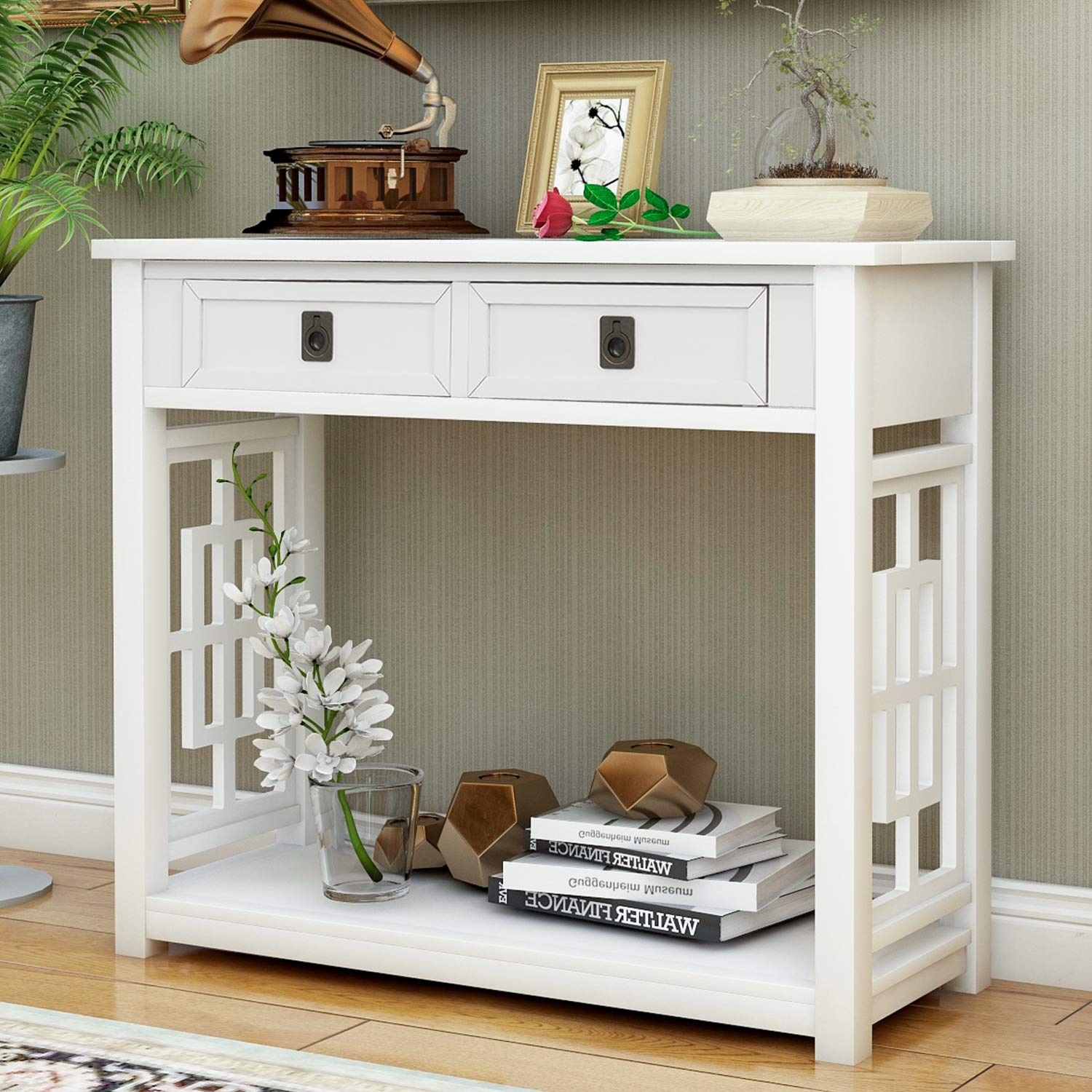 Merax Modern Console Table with Drawer and Bottom Shelf - Entryway Sofa Table for Living Room, Hallway - Perfect for Home Decor, Small Space Storage & Entry Organization