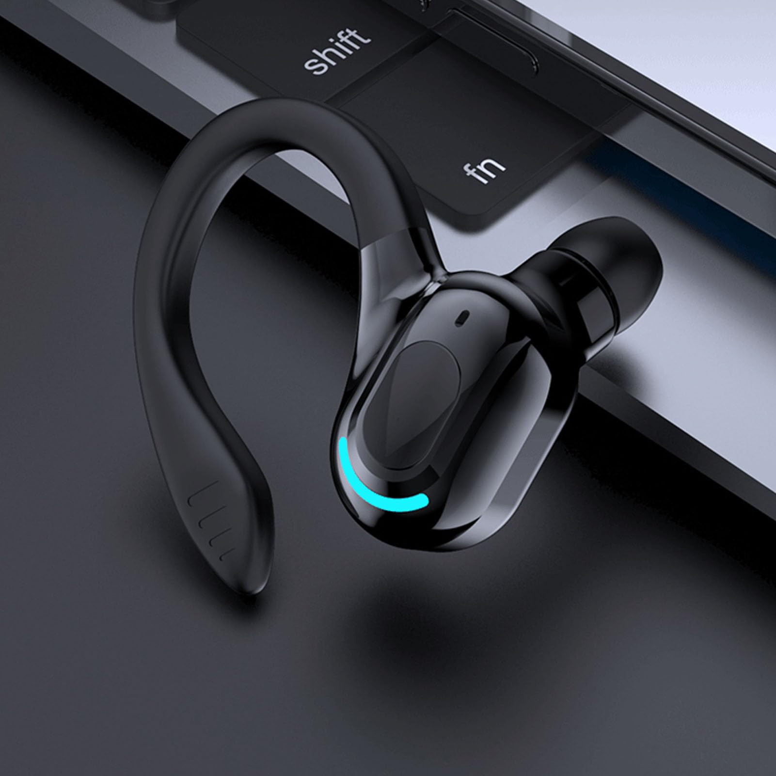 Yunseity 5.2 Bluetooth Headset with HD Calls & Noise Cancellation - Single Ear Business Headphone for Driving, Meetings, Phone Calls - Wireless Earpiece for Office, Commuting, Remote Work (Black)