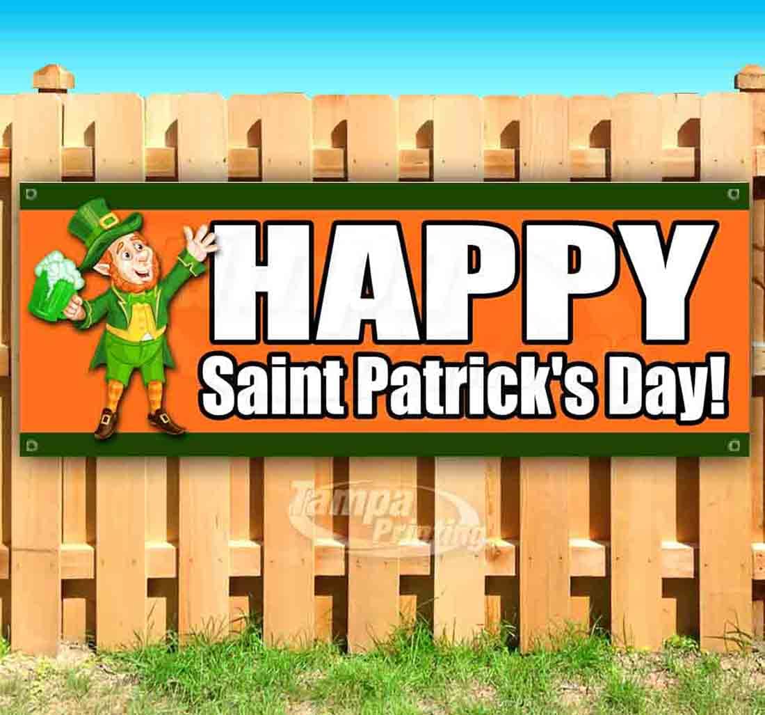 13 oz Heavy-Duty Vinyl St. Patrick's Day Banner - Single-Sided with Metal Grommets, Non-Fabric Decoration for Indoor/Outdoor Party Decor