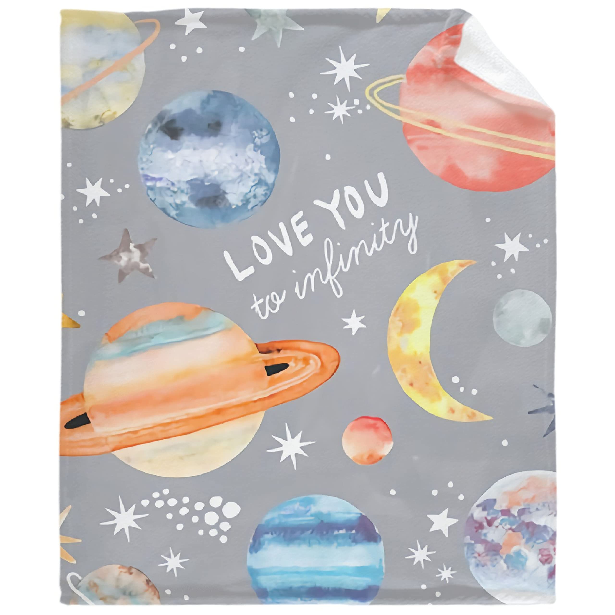 Planet Spaceship Rocket Fleece Flannel Throw Blanket - Extra Large 120x90 Inches (305x229cm) - Soft Plush Travel Quilt for Couch, Bed, Sofa & Car - Warm Decorative Blanket for Living Room, Family Use & Space-Themed Bedroom Decor