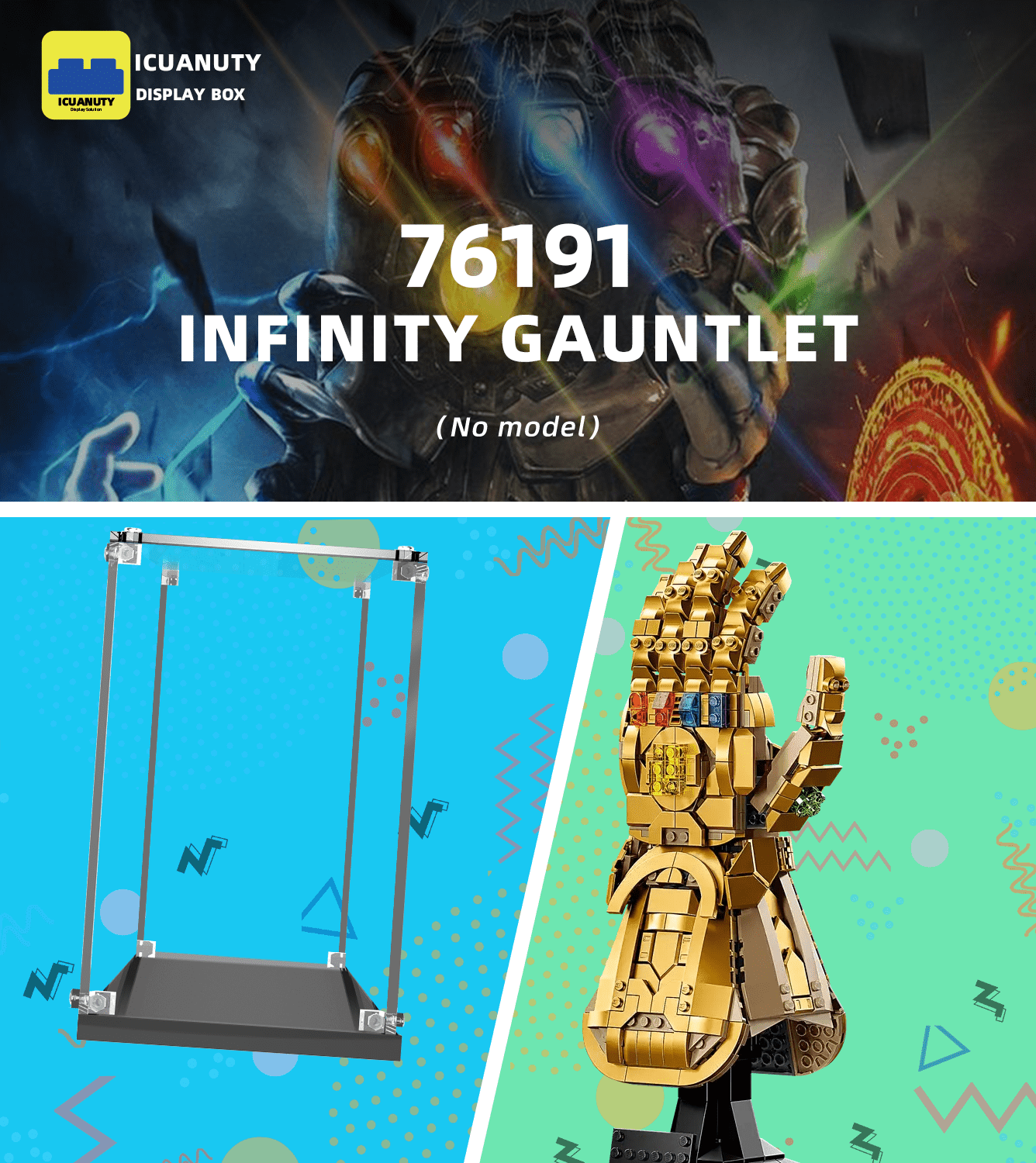 LEGO Infinity Gauntlet & Nano Gauntlet Display Case for 76191 & 76223 Sets - Perfect for Collectors & Home Decor