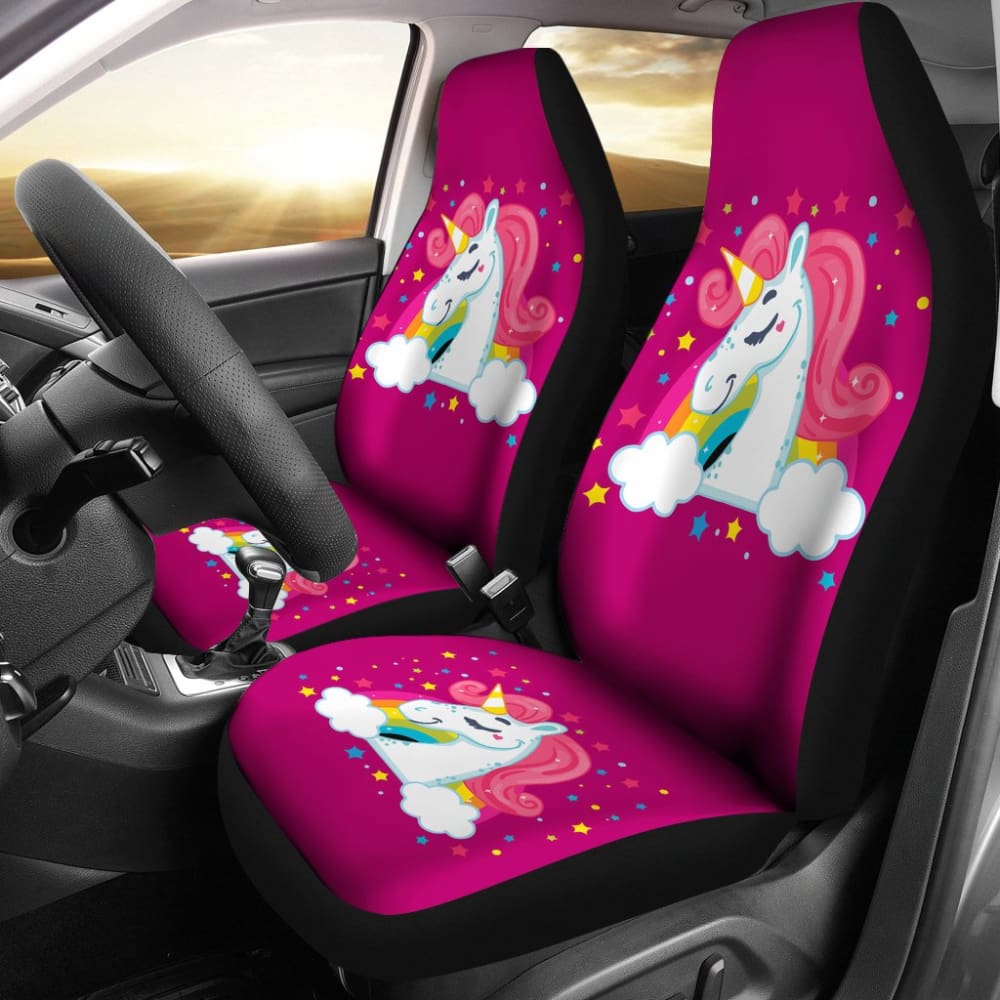 Rainbow Unicorn Car Seat Covers - LGBT Pride Pink Themed Universal Fit for Cars, Trucks & SUVs - Soft Stretchable Fabric for Comfort & Style - Perfect for Pride Parades, Road Trips & LGBTQ+ Supporters
