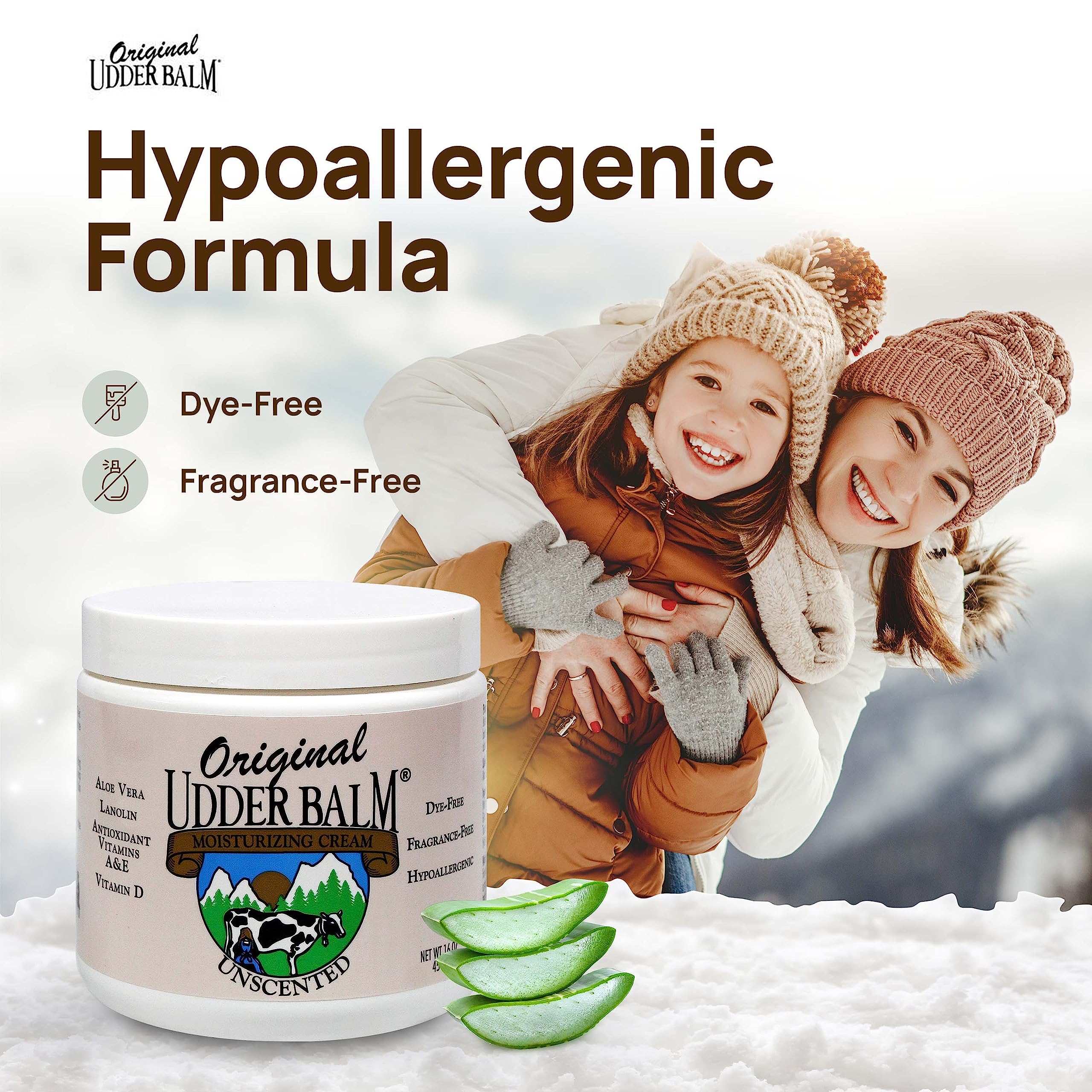 Unscented Original Udder Balm Body Moisturizer with Pump - Hydrating Lotion for Dry Skin, Hands, Feet & Elbows - Perfect for Winter Care & Daily Moisturizing
