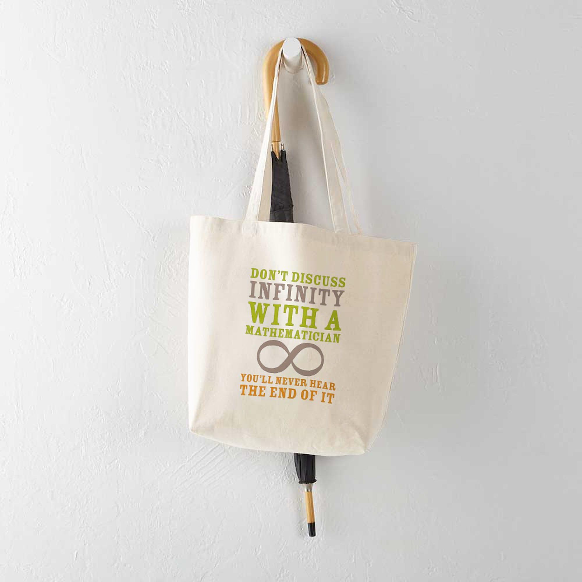Infinity Math Tote Bag - Natural Canvas Reusable Shopping Bag for Groceries, Books & Everyday Use | Eco-Friendly Cotton Tote for School, Work & Shopping