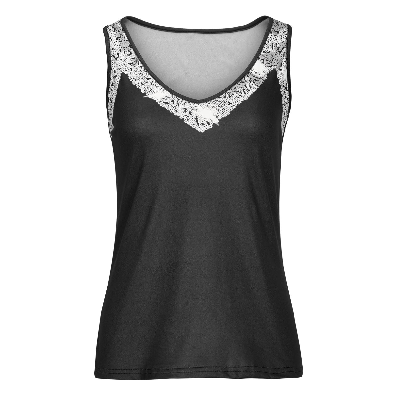 Sparkly Sequin Tank Top for Women - Sleeveless V-Neck Glitter T-Shirt, Sexy Party Clubwear & Casual Summer Blouse | Perfect for Nightclubs, Festivals, and Beach Vacations