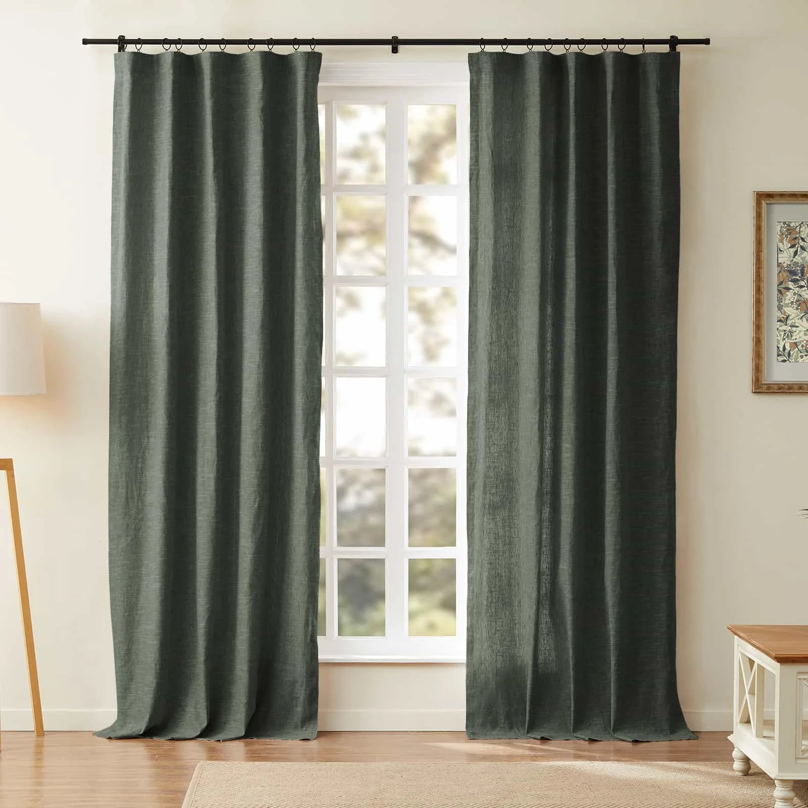 Luxury Linen Cotton Curtains - Soft Top Blackout Drapes for Living Room & Bedroom - Elegant Window Treatments for Home Decor