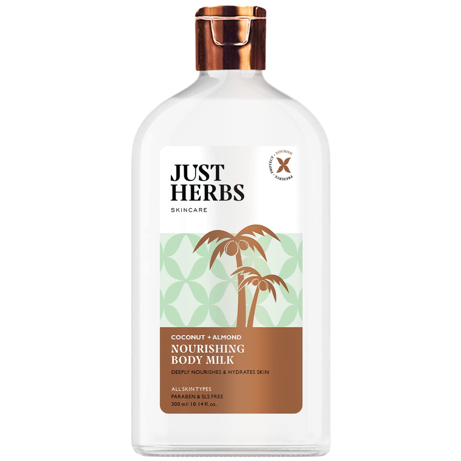 Just Herbs Nourishing Body Milk with Coconut & Almond for Men & Women | Hydrating & Moisturizing Body Lotion for Dry Skin | Perfect for Winter Care & Daily Use at Home