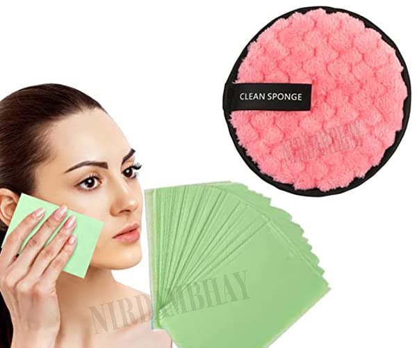 Reusable Makeup Removal Sponge Pads | Deep Cleansing Facial Wipes | Oil Absorbing Sheets for Oily Skin | Eco-Friendly Makeup Remover & Oil Control | Perfect for Travel, Gym & Daily Skincare Routine