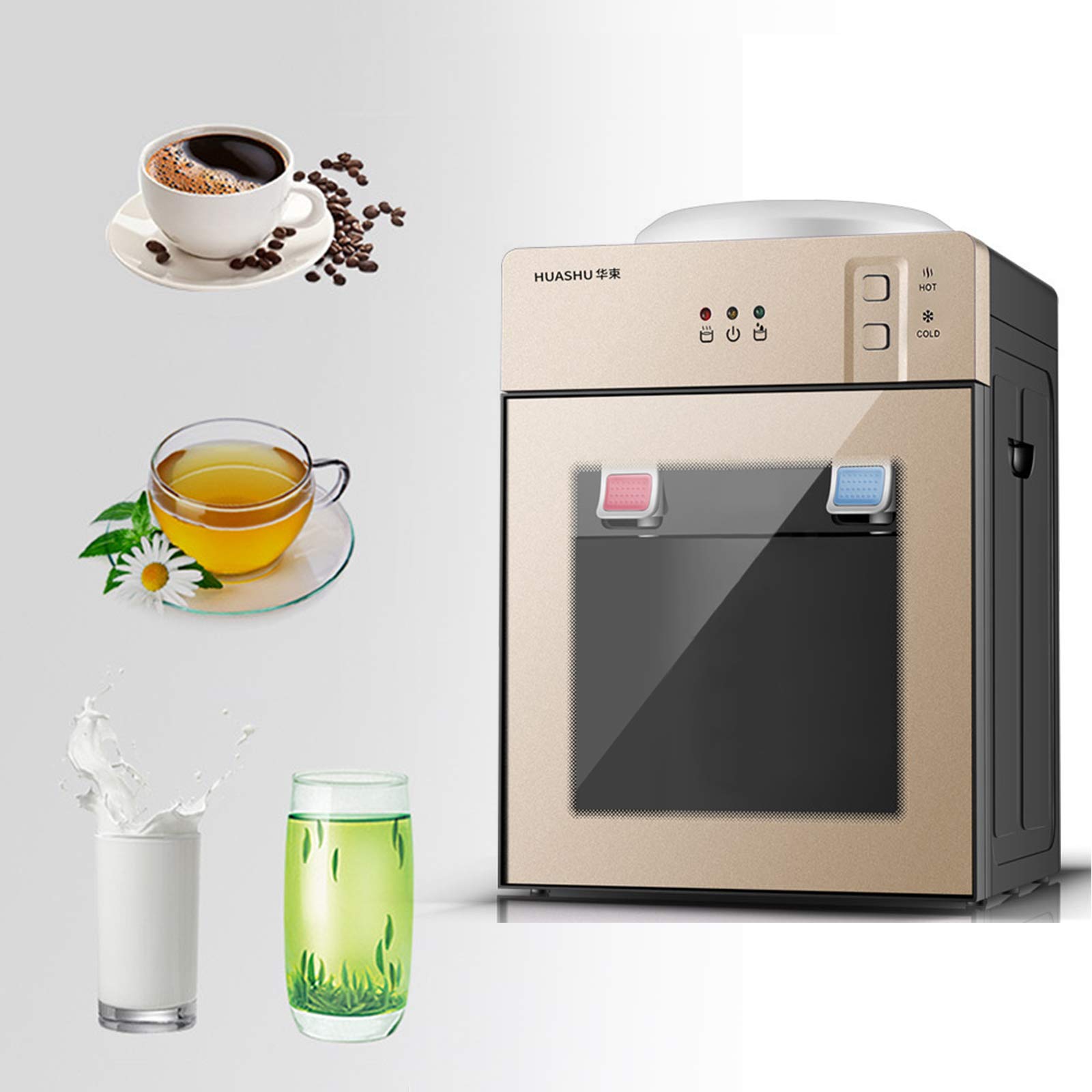 Top Loading Desktop Water Cooler Dispenser - Hot & Cold Water Dispenser for Home & Office | Countertop Electric Water Cooler with Child Safety Lock | Perfect for Kitchens, Offices, and Dorm Rooms