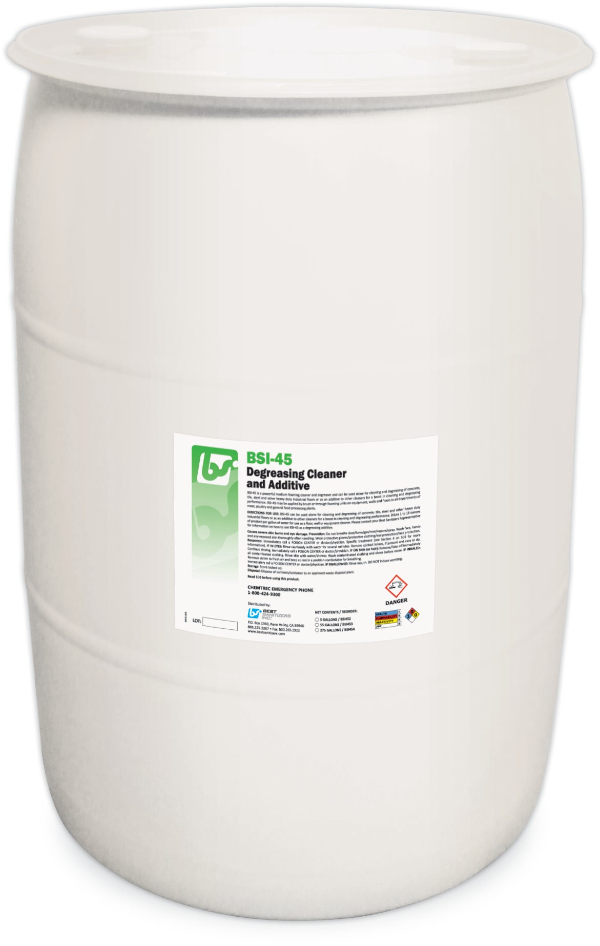BSI 45 Degreasing Cleaner & Additive - Heavy-Duty Industrial Degreaser (55 Gallon Drum) - Perfect for Automotive, Machinery & Equipment Cleaning
