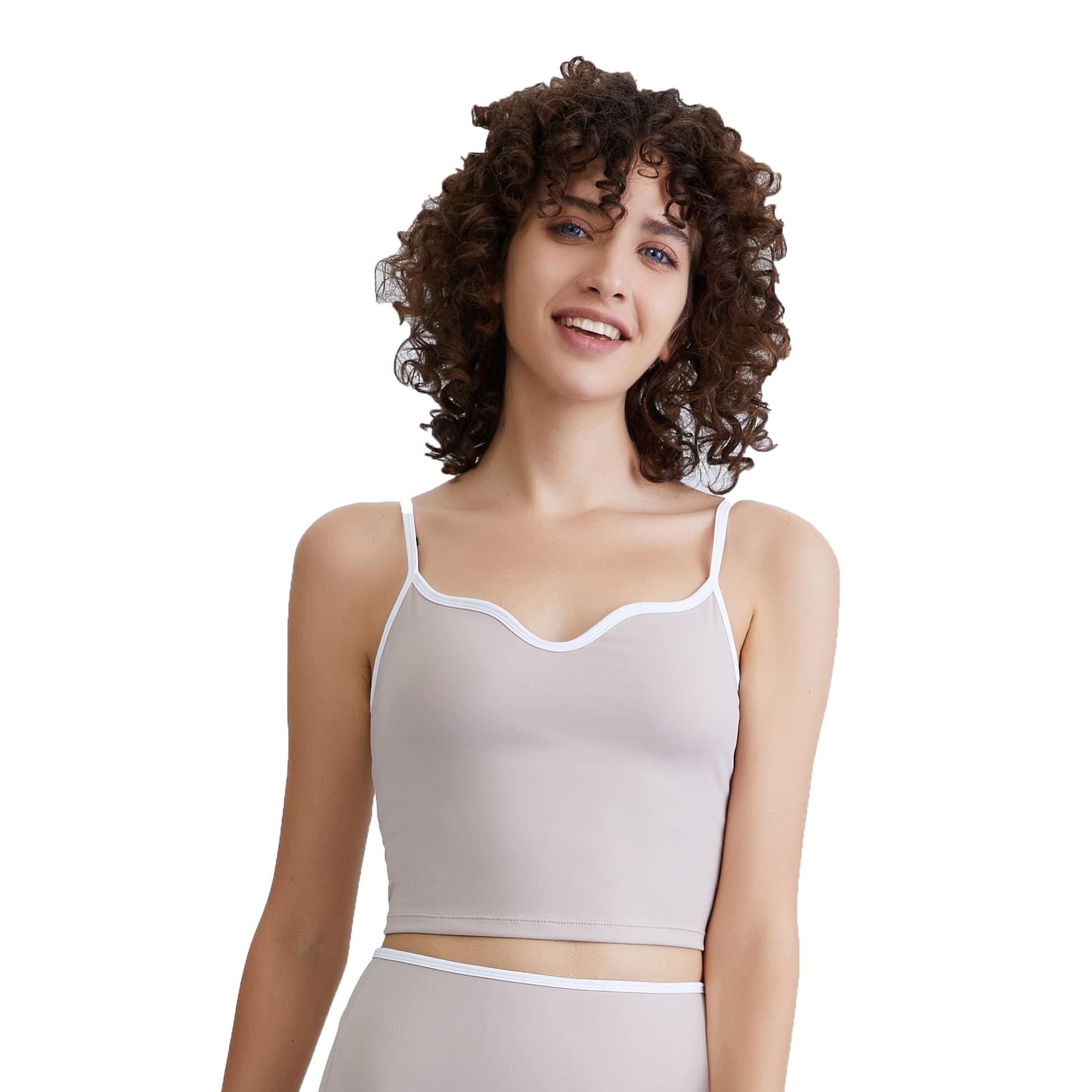 H-Quenby Women's Padded Seamless Sports Bra - Wireless Workout Bralette & Camisole Top for Yoga, Running & Gym