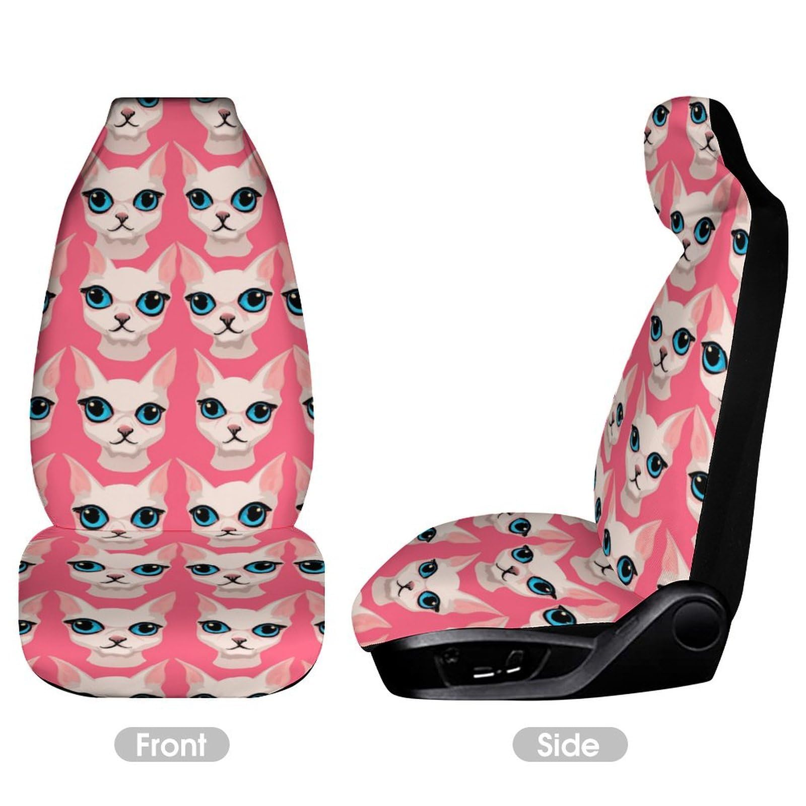 Universal Sphynx Cat Car Seat Covers - 2PCS Waterproof Pet Seat Protectors for Cars, SUVs & Trucks | Soft Interior Accessories for Hairless Cats & Pets