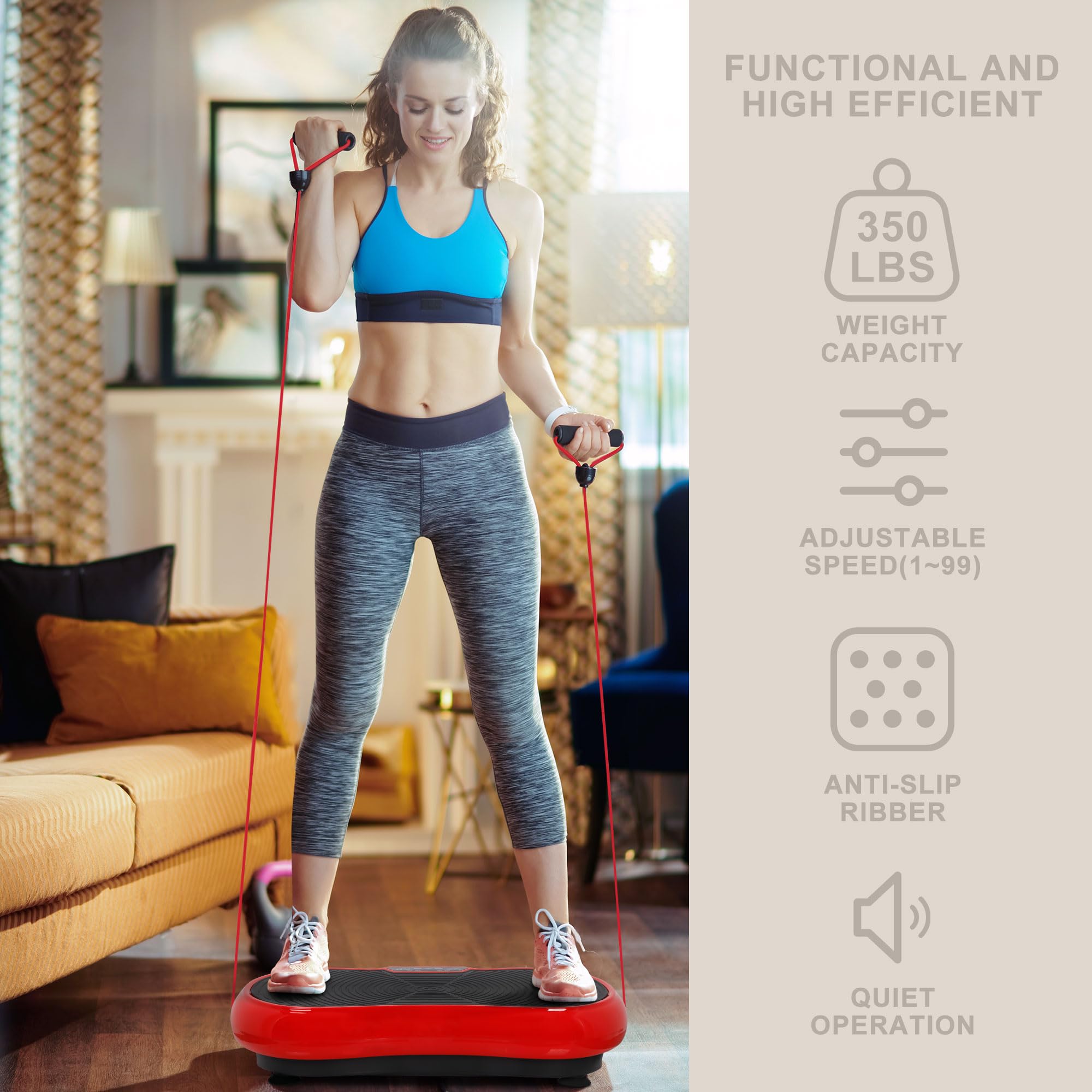 SUPER DEAL Pro Vibration Plate Exercise Machine - Full Body Workout Platform with Bluetooth, Remote & Resistance Bands, 99 Speed Levels for Home Gym, Weight Loss & Muscle Recovery